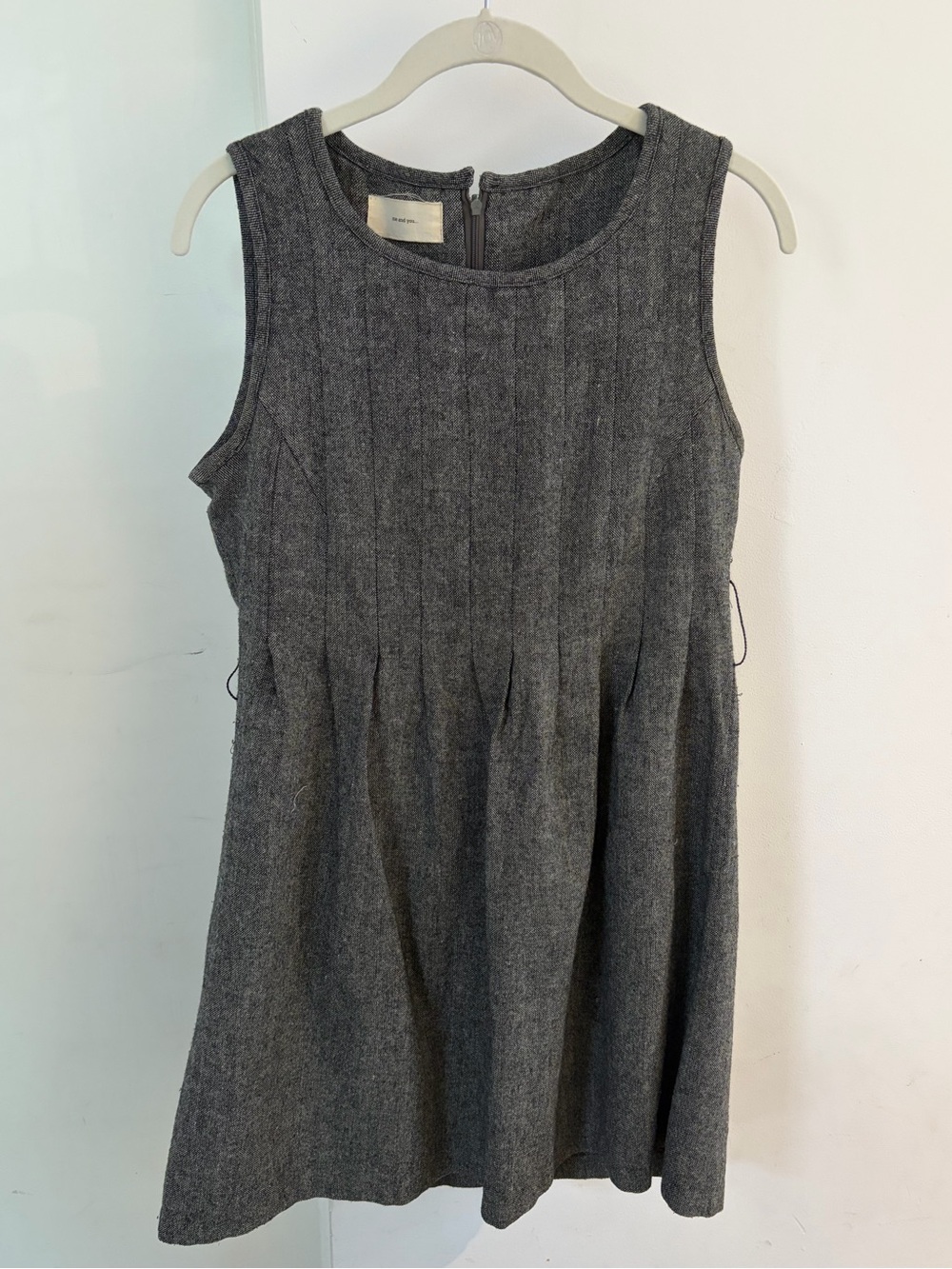 Me and You Gray Textured Sleeveless Fit & Flare Dress - M